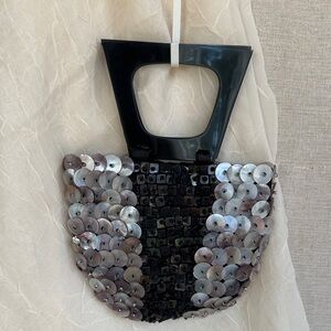 New Zealand Paua Pawa Abalone Shell Minaudière Lucite Handle Purse